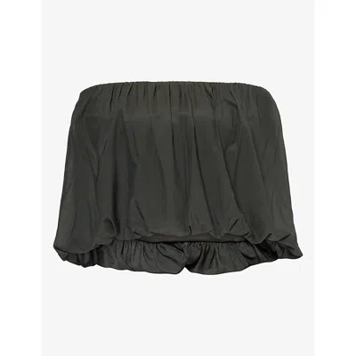 St.agni Womens  Strapless Balloon Silk-blend Top In Magnet