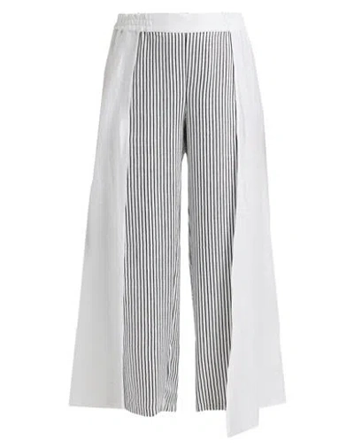 Stagni47 Woman Pants White Size M Linen, Polyamide