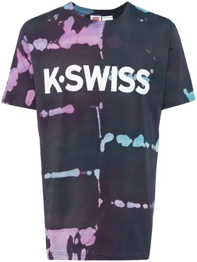 Stain Shade Abstract Print Cotton T-shirt In Hand Dyed Multi