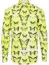 Stain Shade Butterfly Print Cotton Shirt In Green