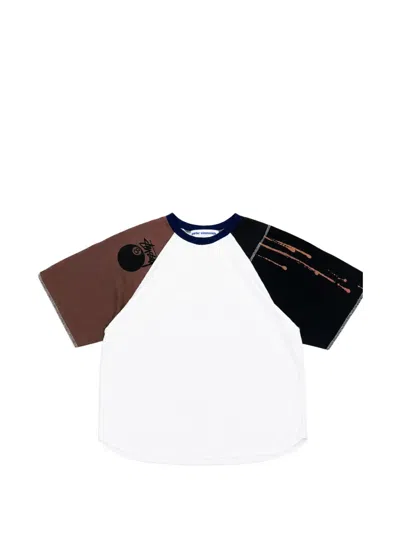 Stain Shade Colour-block Raglan-sleeve T-shirt In White