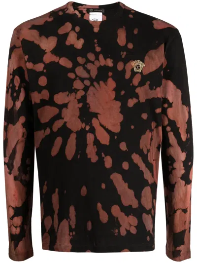 Stain Shade Medusa Motif Tie-dye Print T-shirt In Black