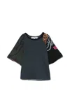 Stain Shade Patchwork Raw-cut T-shirt In Black