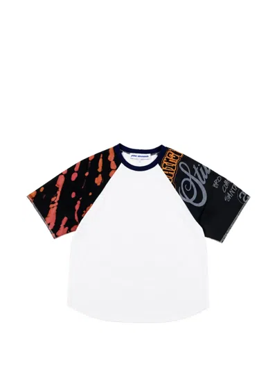 Stain Shade Raglan-sleeve Graphic-print T-shirt In White