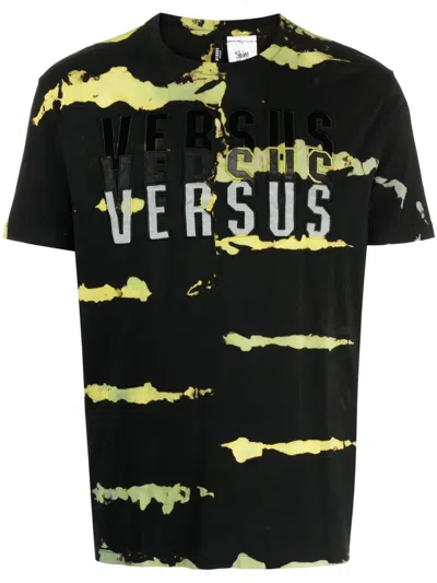 Stain Shade Slogan-embroidered Cotton T-shirt In Black