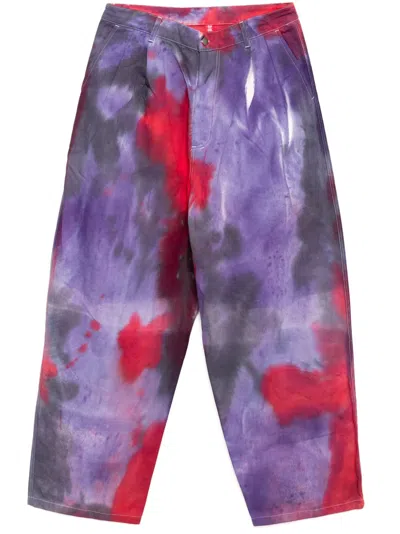 Stain Shade Tie-dye-print Trousers In Purple