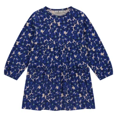 Stains And Stories By Babyface Kids'  Allover Floral Tiered Dress In Blue