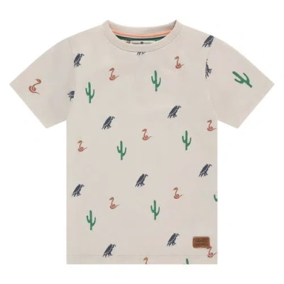 Stains And Stories By Babyface Kids'  Allover Print Short Sleeve T-shirt In Neutral