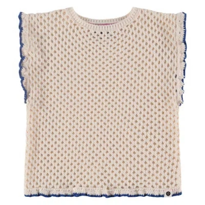 Stains And Stories By Babyface Kids'  Crochet Ruffle Top In Neutral