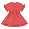 Stains And Stories By Babyface Eyelet Cinched Waist Short Sleeve Dress In Red