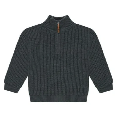 Stains And Stories By Babyface Kids'  Knit Quarter Zip Sweater In Blue