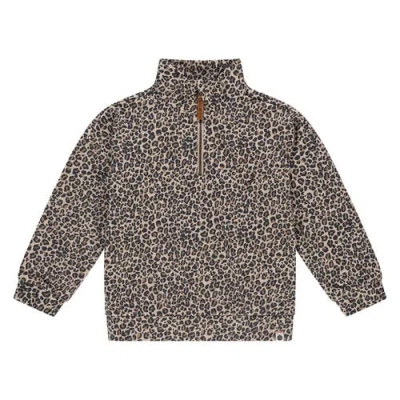Stains And Stories By Babyface Leopard Quarter Zip Sweatshirt In Neutral