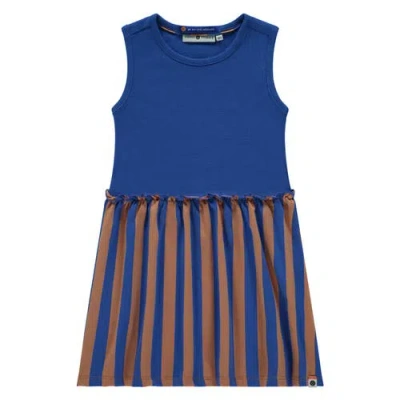 Stains And Stories By Babyface Kids'  Mixed Media Tank Dress In Blue