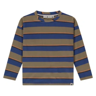 Stains And Stories By Babyface Kids'  Multicolor Stripe Long Sleeve T-shirt In Brown