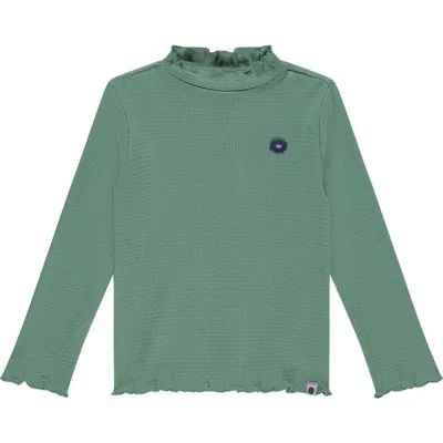 Stains And Stories By Babyface Kids'  Ribbed Mock Neck Long Sleeve Shirt In Green