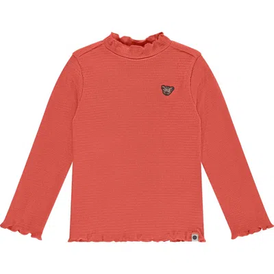 Stains And Stories By Babyface Kids'  Ribbed Mock Neck Long Sleeve Shirt In Pink
