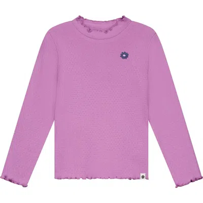 Stains And Stories By Babyface Kids'  Ribbed Mock Neck Long Sleeve Shirt In Purple