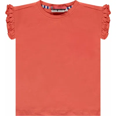 Stains And Stories By Babyface Kids'  Ruffled Cap Sleeve T-shirt In Red