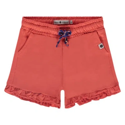 Stains And Stories By Babyface Kids'  Ruffled Hem Shorts In Red