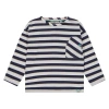 Stains And Stories By Babyface Sailor Stripe Shirt With Accent Pocket In White