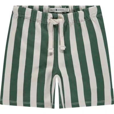 Stains And Stories By Babyface Kids'  Stripe Print Sweatshorts In Green