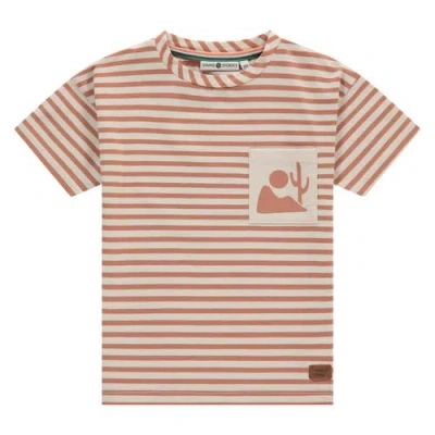 Stains And Stories By Babyface Kids'  Striped Short Sleeve T-shirt With Pocket Accent In Gray