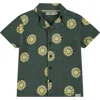 Stains And Stories By Babyface Sun Graphic Print Button Up Shirt In Green