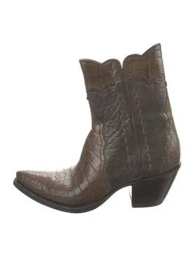 Pre-owned Stallion Boot & Belt Company Suede Western Boots In Multi