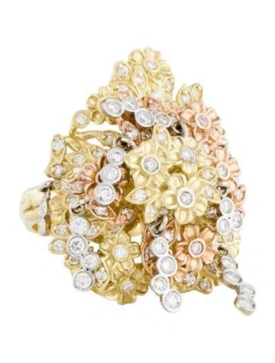 Pre-owned Stambolian 18k 1.87ctw Diamond Tree Of Life Cocktail Ring In Multi