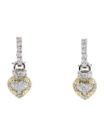 Pre-owned Stambolian 18k 2.33ctw Diamond Heart Earrings In Multi