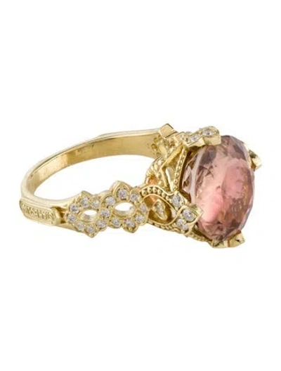 Pre-owned Stambolian 18k 8.16ctw Tourmaline & Diamond Cocktail Ring In Multi