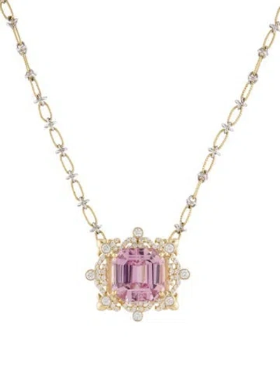 Pre-owned Stambolian 18k Kunzite & Diamond Pendant Necklace, 16.5" In Multi