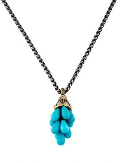 Pre-owned Stambolian Diamond & Turquoise Pendant Necklace, 16" In Multi