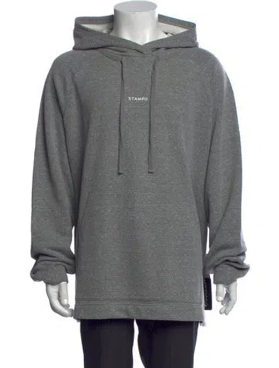 Pre-owned Stampd Crew Neck Long Sleeve Hoodie In Grey/white