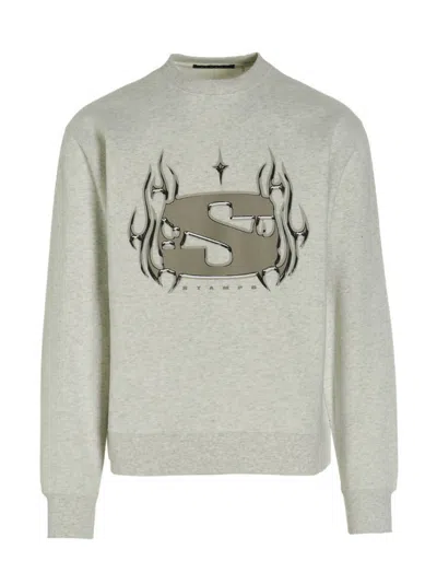 STAMPD MEN GREY CHROME FLAME SWEATSHIRT, XL LUXURY SWEATSHIRTS & HOODIES FOR MEN DARVEYS