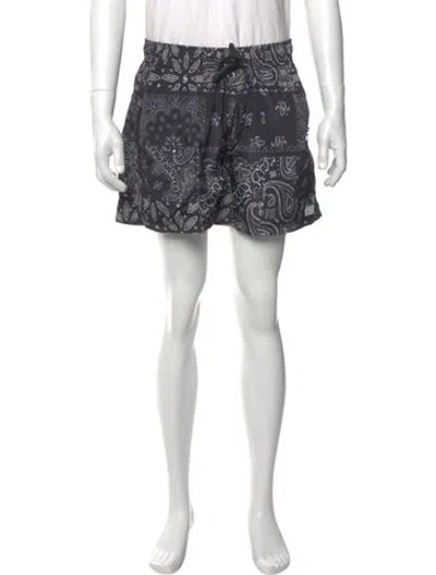 Pre-owned Stampd Paisley Print Swim Trunks In Black