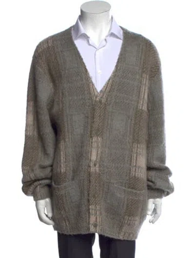 Pre-owned Stampd Plaid Print V-neck Cardigan In Neutrals