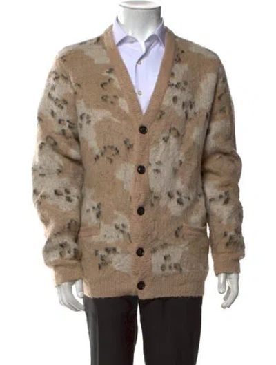 Pre-owned Stampd Printed V-neck Cardigan In Neutrals
