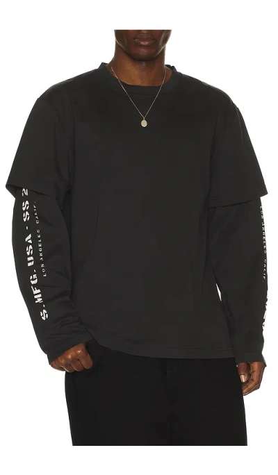 Stampd S26 Double Layered Long Sleeve Relaxed Tee In Charcoal