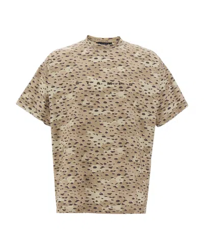 Stampd T-shirt With Round Neck And Short Sleeves In Beige