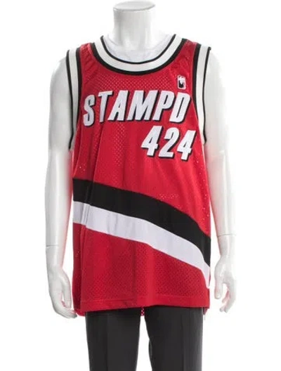 Pre-owned Stampd Trail Blazers Statement Edition Graphic Print T-shirt In Red