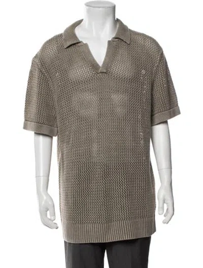 Pre-owned Stampd V-neck Short Sleeve Polo Sweater W/ Tags In Neutrals