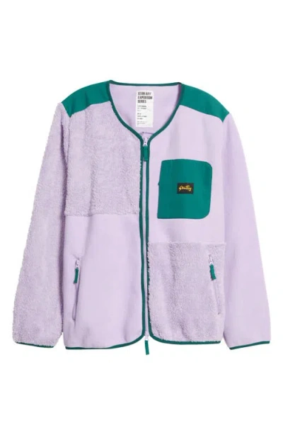 Stan Ray Colorblcok Fleece Cardigan In Lavender