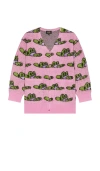 Stan Ray Oversize Fuzzy Cowboy Hat Pattern Cardigan In Pink