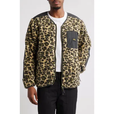 Stan Ray Leopard Fleece Cardigan In Leopard Camo