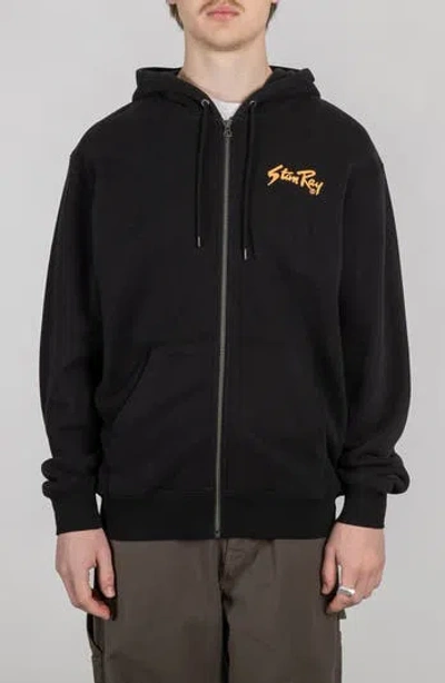 Stan Ray Oversize Logo Zip Hoodie In Black/orange Print