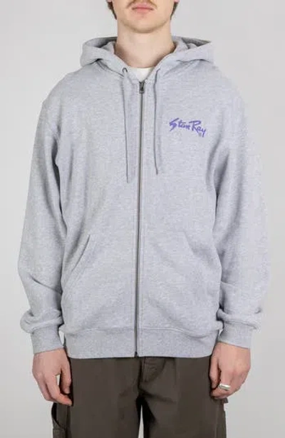 Stan Ray Stan Og Logo Graphic Zip-up Hoodie In Grey Marl/navy Print