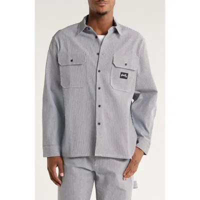 Stan Ray Utility Stripe Oversize Button-up Shirt In Brown