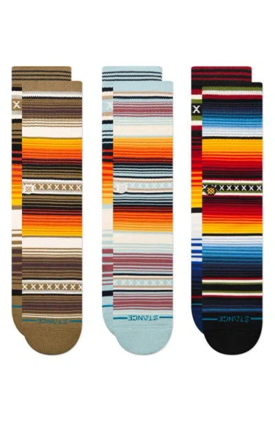 Stance Assorted 3-pack Curren Mismatched Stripe Crew Socks In Multi