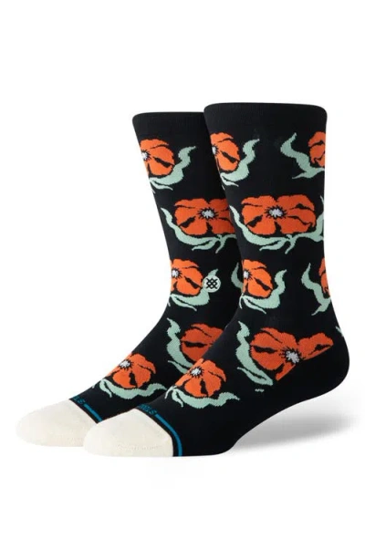 Stance Broadcast Floral Crew In Black